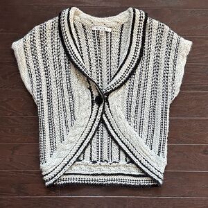 CAbi Black and Cream Knit Cardigan